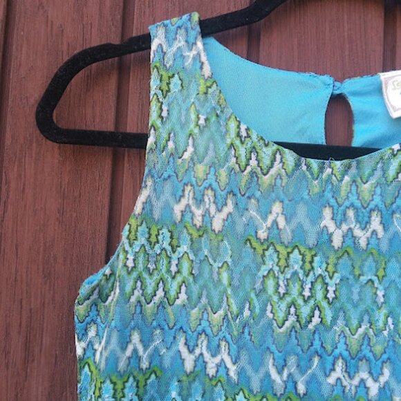 LEMON FIZZ | Girls Y2K Mesh Zig Zag Chevron Retro Mod A-Line Shift Dress 14 - Picture 8 of 15